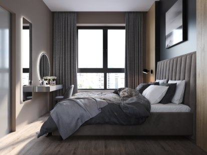 Фото № 4: Дизайн-проект двухкомнатной квартиры 34.7  м² Современный стиль для ЖК Holland Park