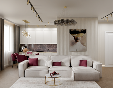 Фото № 1: Дизайн-проект четырехкомнатной квартиры 95.5  м² Современная классика для ЖК Фестиваль Парк