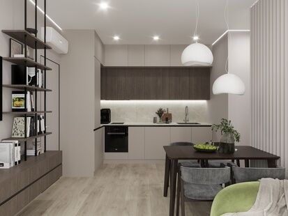 Фото № 4: Дизайн-проект трехкомнатной квартиры 58.2  м² Стиль Модернизм для ЖК Метрополия