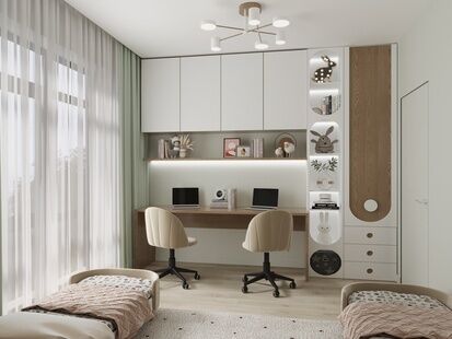 Фото № 5: Дизайн-проект трехкомнатной квартиры 58.2  м² Стиль Модернизм для ЖК Метрополия