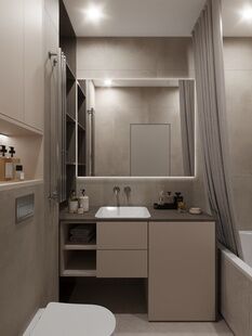 Фото № 6: Дизайн-проект трехкомнатной квартиры 58.2  м² Стиль Модернизм для ЖК Метрополия