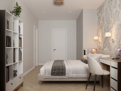 Фото № 3: Дизайн-проект трехкомнатной квартиры 64.74  м² Стиль Модернизм для ЖК Наука