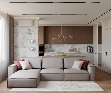 Фото № 1: Дизайн-проект трехкомнатной квартиры 73.4  м² Стиль Модернизм для ЖК Морская набережная