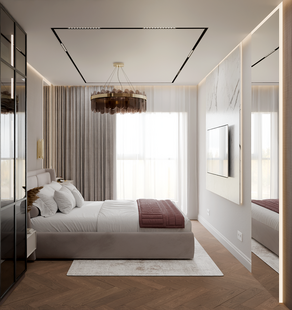 Фото № 5: Дизайн-проект трехкомнатной квартиры 73.4  м² Стиль Модернизм для ЖК Морская набережная