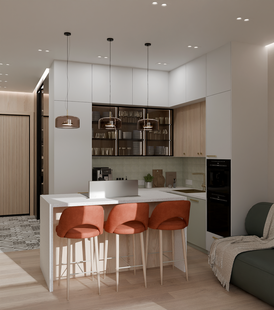 Фото № 3: Дизайн-проект трехкомнатной квартиры 76.8  м² Современный стиль для ЖК Изумрудный бор