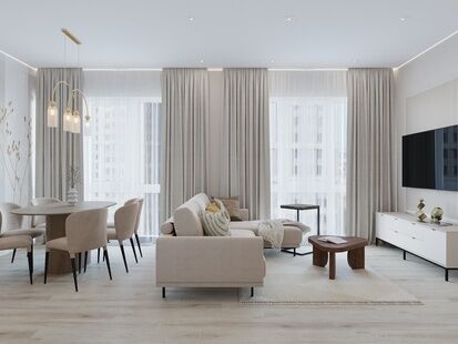 Фото № 6: Дизайн-проект пятикомнатной квартиры 100.1  м² Стиль Модернизм для ЖК Метрополия