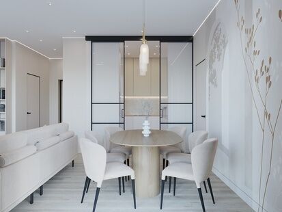 Фото № 2: Дизайн-проект пятикомнатной квартиры 100.1  м² Стиль Модернизм для ЖК Метрополия