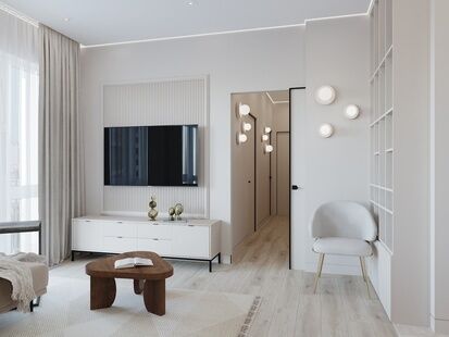 Фото № 5: Дизайн-проект пятикомнатной квартиры 100.1  м² Стиль Модернизм для ЖК Метрополия