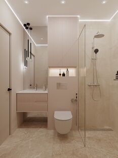 Фото № 3: Дизайн-проект пятикомнатной квартиры 100.1  м² Стиль Модернизм для ЖК Метрополия