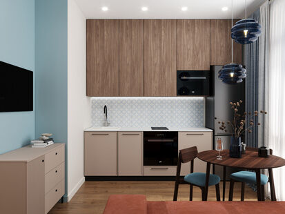 Фото № 1: Дизайн-проект двухкомнатной квартиры 37.28  м² Стиль Контемпорари для ЖК Скандинавия