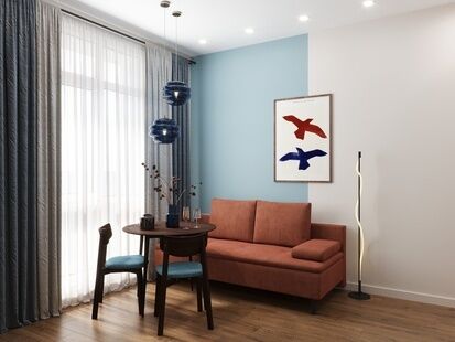 Фото № 3: Дизайн-проект двухкомнатной квартиры 37.28  м² Стиль Контемпорари для ЖК Скандинавия