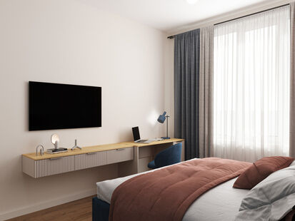 Фото № 6: Дизайн-проект двухкомнатной квартиры 37.28  м² Стиль Контемпорари для ЖК Скандинавия