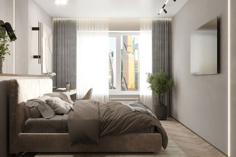 Фото № 2: Дизайн-проект трехкомнатной квартиры 89.93  м² Стиль Модернизм для ЖК Новый горизонт