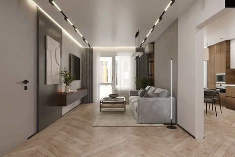 Фото № 6: Дизайн-проект трехкомнатной квартиры 89.93  м² Стиль Модернизм для ЖК Новый горизонт