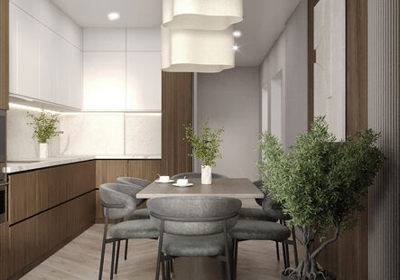 Фото № 5: Дизайн-проект трехкомнатной квартиры 89.93  м² Стиль Модернизм для ЖК Новый горизонт