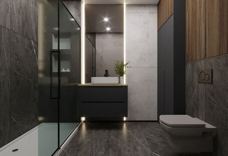 Фото № 3: Дизайн-проект трехкомнатной квартиры 89.93  м² Стиль Модернизм для ЖК Новый горизонт