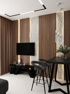 Фото № 3: Дизайн-проект двухкомнатной квартиры 39.15  м² Современный стиль для ЖК Метрополия