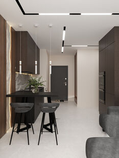 Фото № 4: Дизайн-проект двухкомнатной квартиры 39.15  м² Современный стиль для ЖК Метрополия