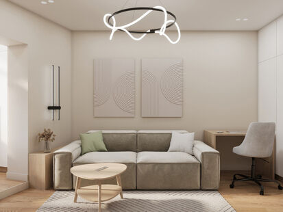 Фото № 5: Дизайн-проект трехкомнатной квартиры 87.2  м² Стиль Модернизм для ЖК в г. Якутск