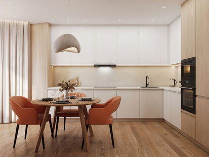 Фото № 4: Дизайн-проект трехкомнатной квартиры 87.2  м² Стиль Модернизм для ЖК в г. Якутск