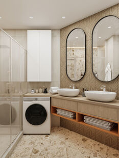 Фото № 3: Дизайн-проект трехкомнатной квартиры 87.2  м² Стиль Модернизм для ЖК в г. Якутск