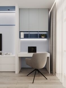 Фото № 2: Дизайн-проект трехкомнатной квартиры 77.4  м² Стиль Контемпорари для ЖК Сказка