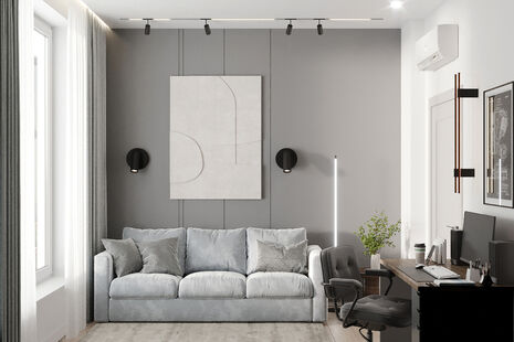 Фото № 1: Дизайн-проект четырехкомнатной квартиры 72.76  м² Современный стиль для ЖК Прокшино