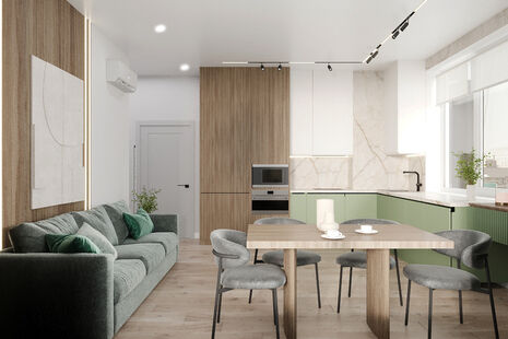 Фото № 6: Дизайн-проект четырехкомнатной квартиры 72.76  м² Современный стиль для ЖК Прокшино