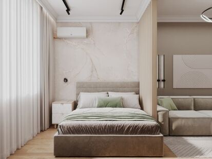 Фото № 2: Дизайн-проект трехкомнатной квартиры 72.8  м² Стиль Модернизм для ЖК Северный Парк