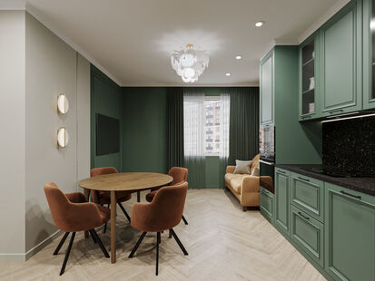 Фото № 3: Дизайн-проект четырехкомнатной квартиры 80.11  м² Стиль Модернизм для ЖК Лучи