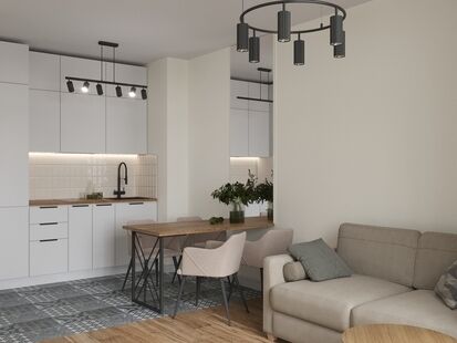 Фото № 1: Дизайн-проект двухкомнатной квартиры 36.17  м² Современный стиль для ЖК Московский