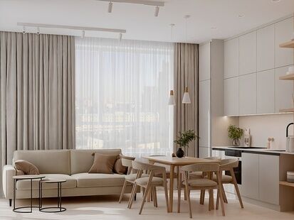 Фото № 5: Дизайн-проект трехкомнатной квартиры 60.9  м² Современный стиль для ЖК Скандинавия