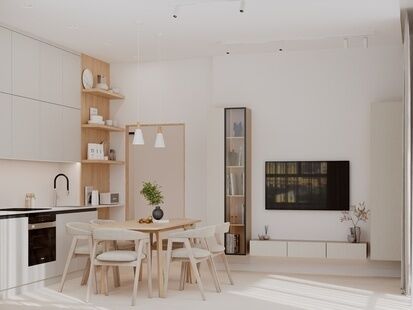 Фото № 4: Дизайн-проект трехкомнатной квартиры 60.9  м² Современный стиль для ЖК Скандинавия