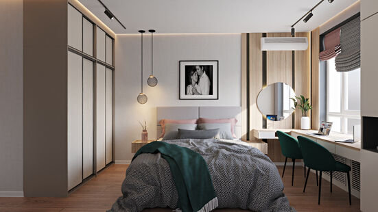 Фото № 1: Дизайн-проект трехкомнатной квартиры 62.7  м² Стиль Модернизм для ЖК Заречье Парк