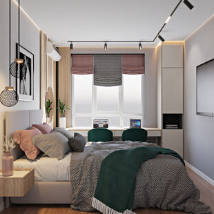 Фото № 3: Дизайн-проект трехкомнатной квартиры 62.7  м² Стиль Модернизм для ЖК Заречье Парк