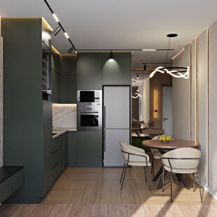 Фото № 6: Дизайн-проект трехкомнатной квартиры 62.7  м² Стиль Модернизм для ЖК Заречье Парк